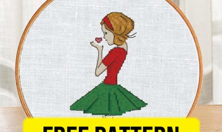 The free cross-stitch pdf printable pattern "Beautiful girl" in modern style.