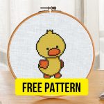 Free cross stitch pattern with a mini duck designed by Julia Strekalova.