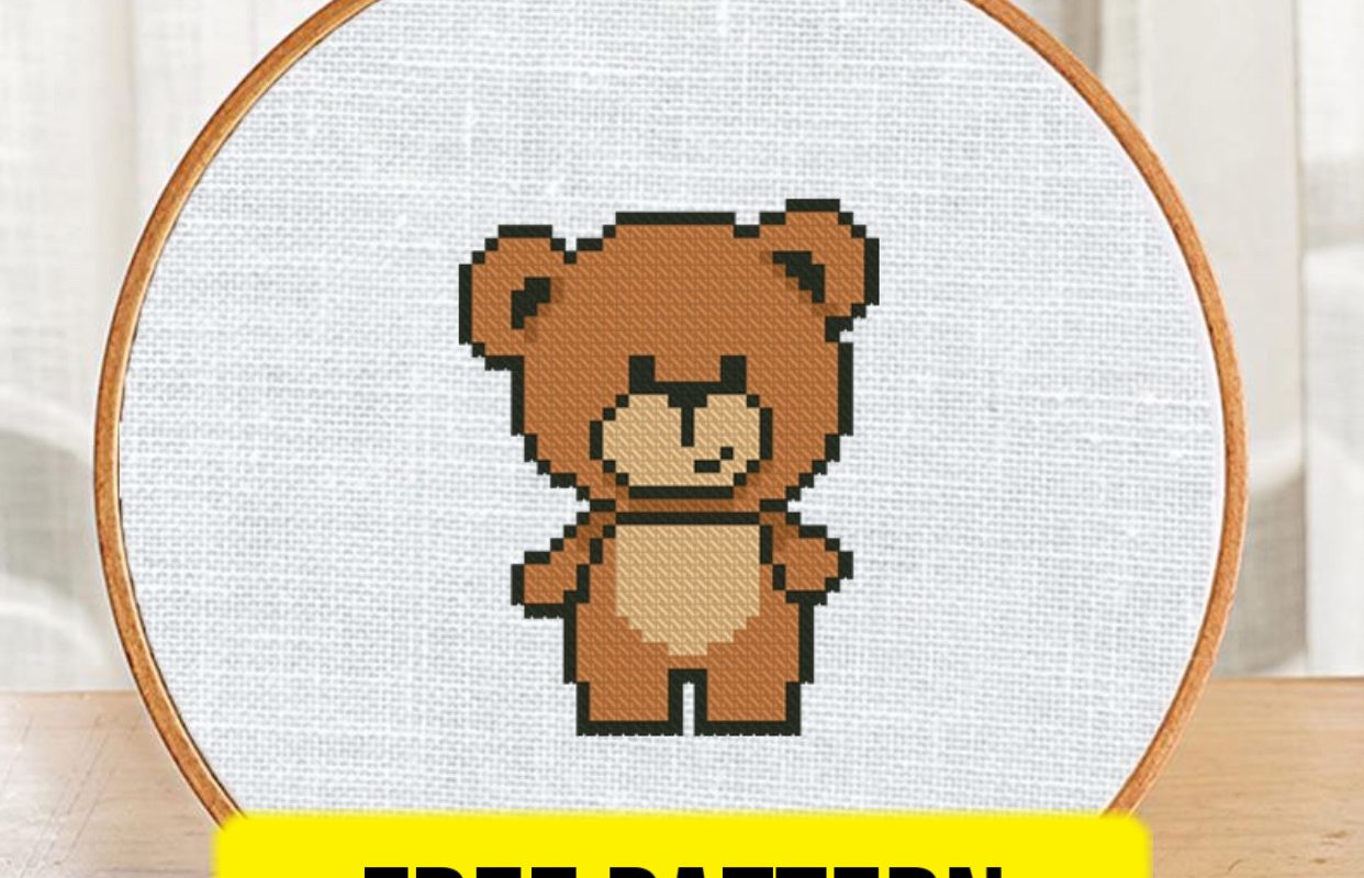 The free cross-stitch pdf printable pattern "Bear Mini" in modern style.
