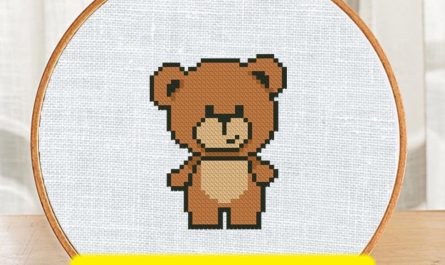 The free cross-stitch pdf printable pattern "Bear Mini" in modern style.