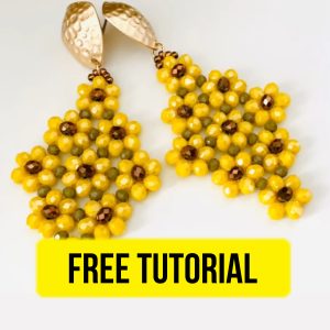 Free beading tutorial how to create beautiful DIY easy sunflower earrings.